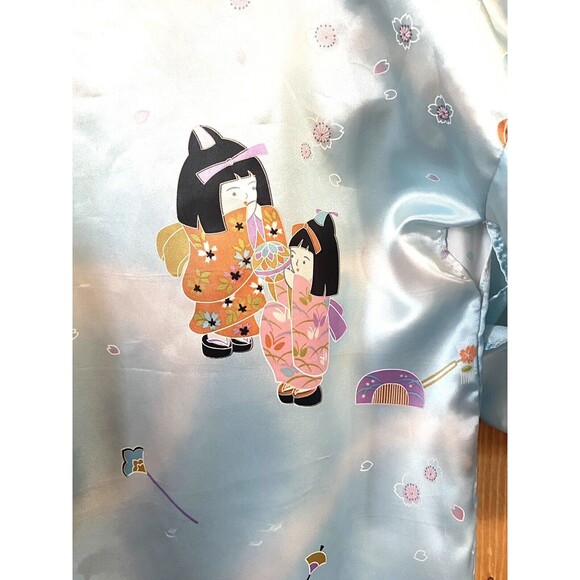 Japanese Ichiban Kimono Robe Women's Size Medium Light Blue - Picture 3 of 8